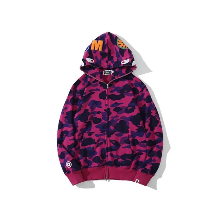 Cross-border foreign trade wholesale new camouflage hooded cardigan zipper terry velvet men's and women's sweatshirt jacket trendy