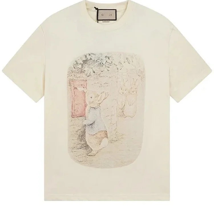 Cross-border 25SS new interesting Peter Rabbit series printed short-sleeved T-shirts for couples, versatile