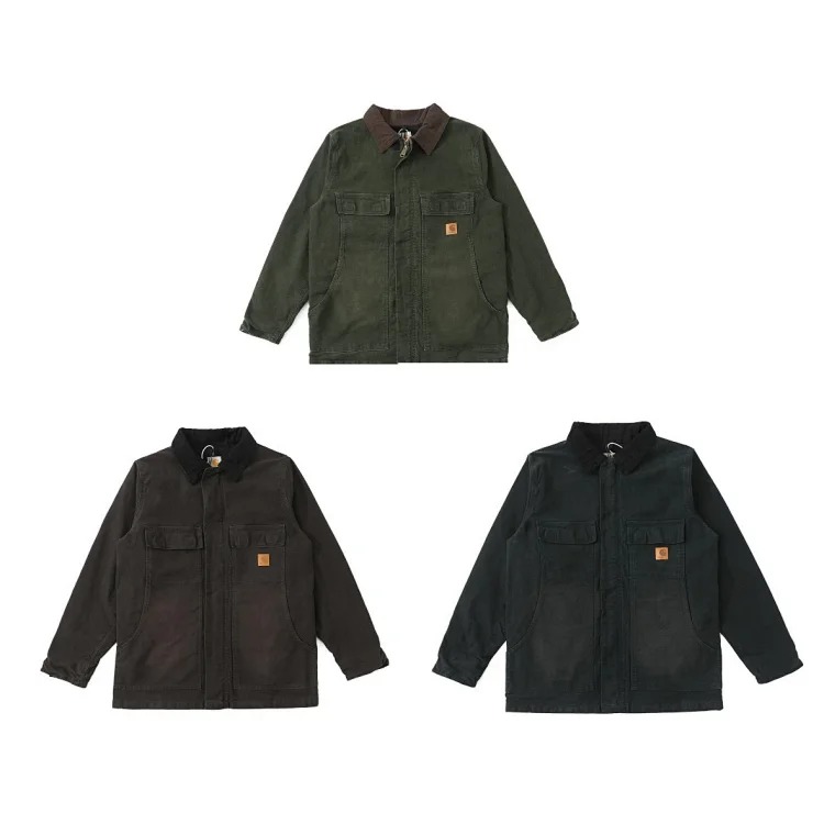 Canvas American Lapel Work Jacket Classic Detroit Trendy Hooded Top for Men and Women