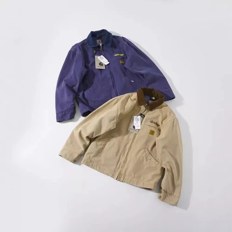 Canvas American Lapel Work Jacket Classic Detroit Trendy Hooded Top for Men and Women