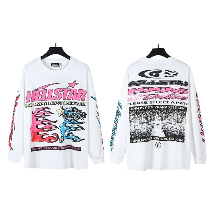 Distressed washed casual loose bottoming long-sleeved round neck T-shirt for men and women