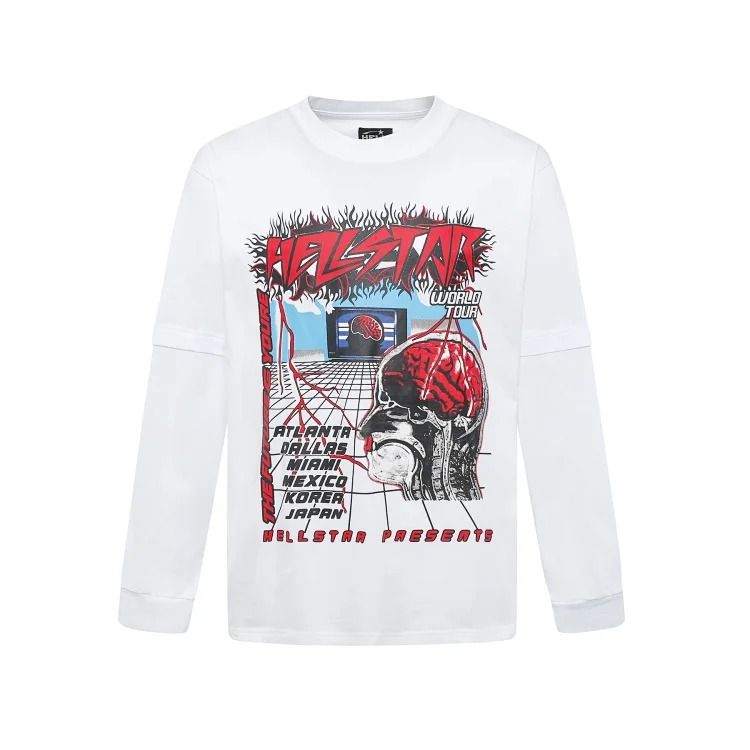 Distressed washed casual loose bottoming long-sleeved round neck T-shirt for men and women