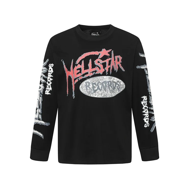 Distressed washed casual loose bottoming long-sleeved round neck T-shirt for men and women