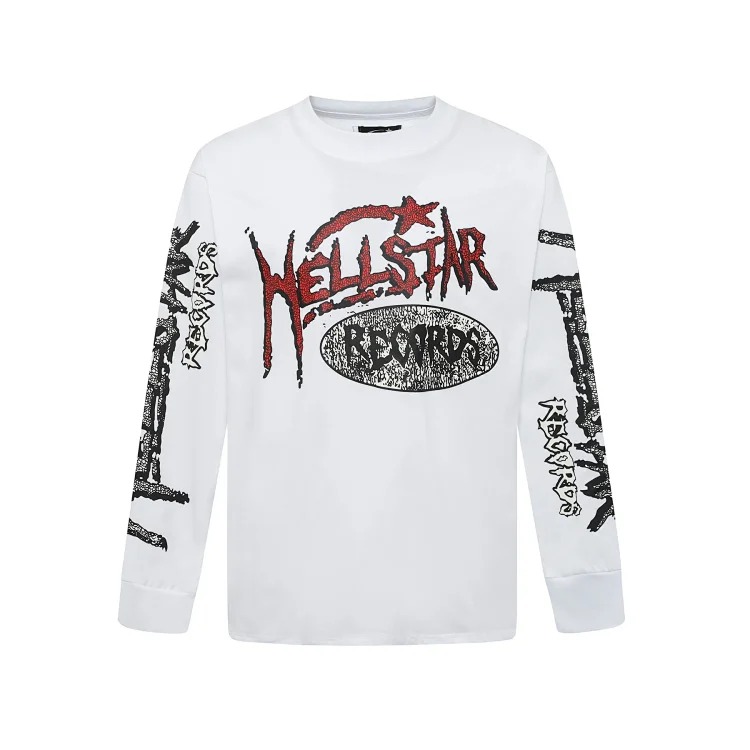 Distressed washed casual loose bottoming long-sleeved round neck T-shirt for men and women