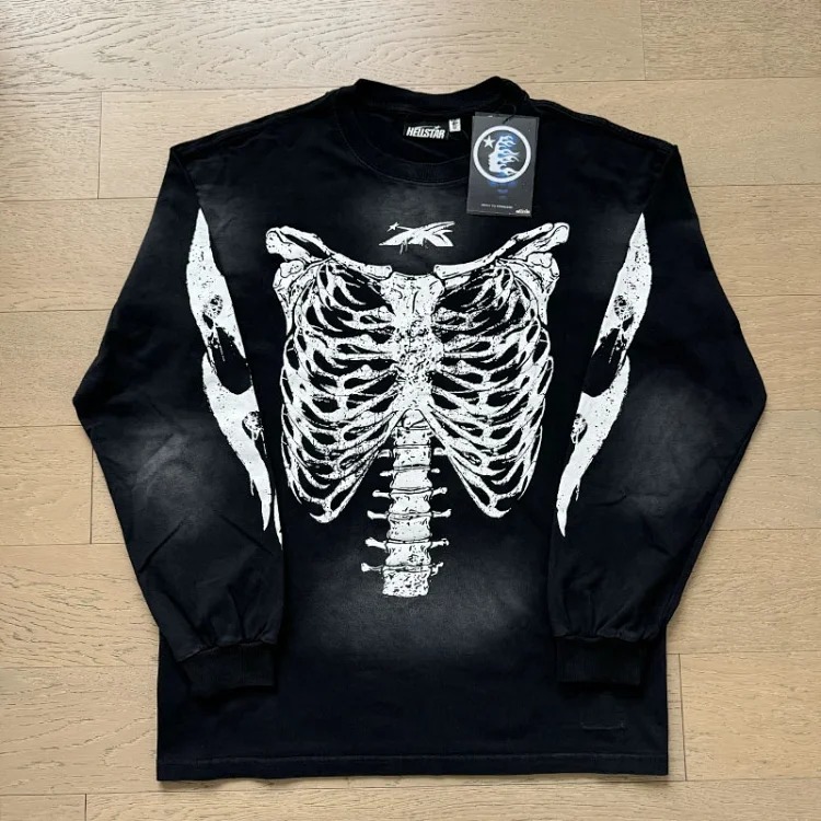 Distressed washed casual loose bottoming long-sleeved round neck T-shirt for men and women