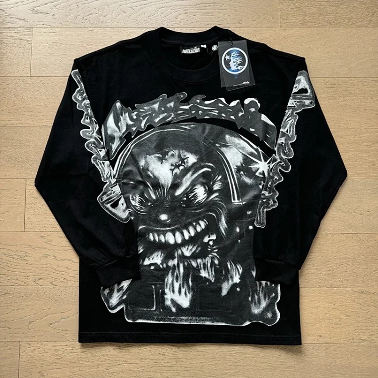 Distressed washed casual loose bottoming long-sleeved round neck T-shirt for men and women