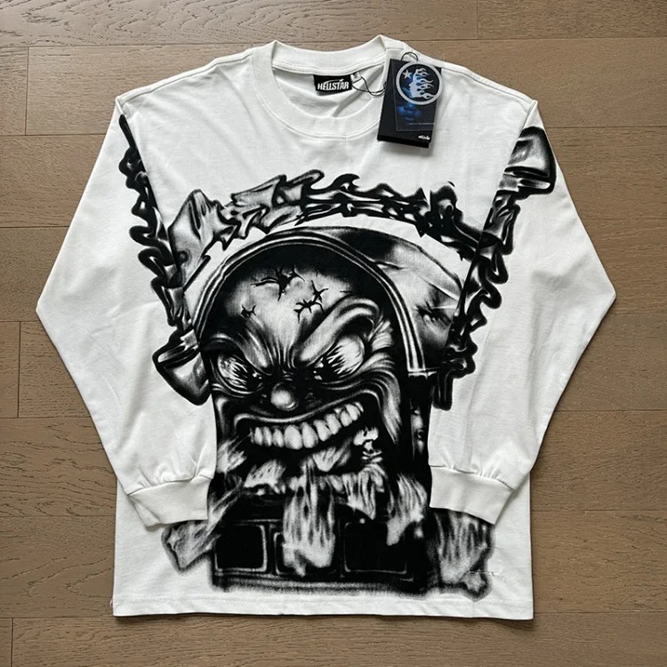 Distressed washed casual loose bottoming long-sleeved round neck T-shirt for men and women