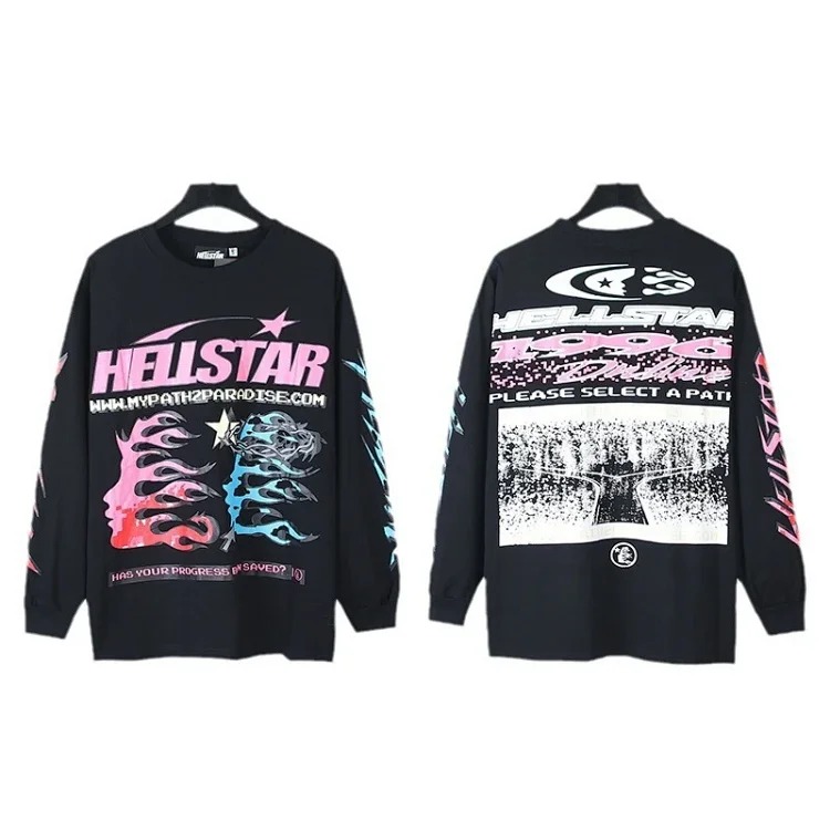 Distressed washed casual loose bottoming long-sleeved round neck T-shirt for men and women