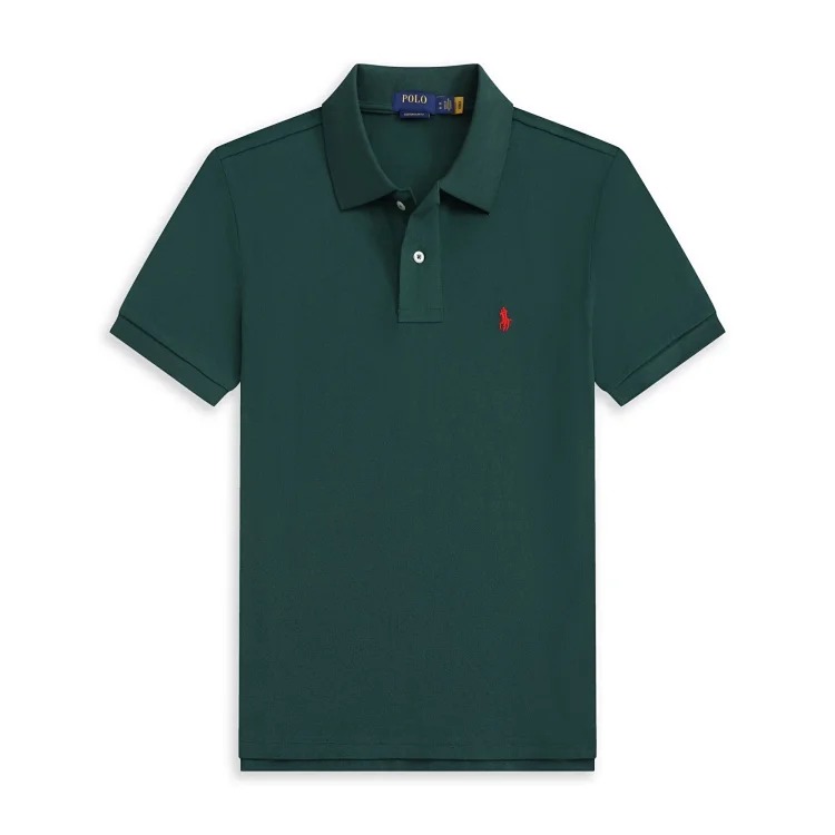 Casual short-sleeved T-shirt with loose embroidered lapel