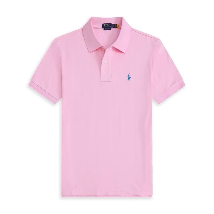 Casual short-sleeved T-shirt with loose embroidered lapel