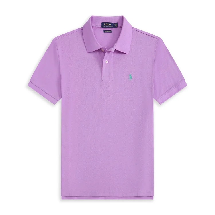 Casual short-sleeved T-shirt with loose embroidered lapel