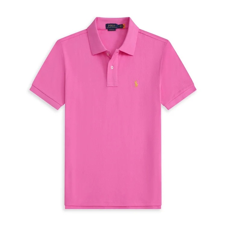 Casual short-sleeved T-shirt with loose embroidered lapel