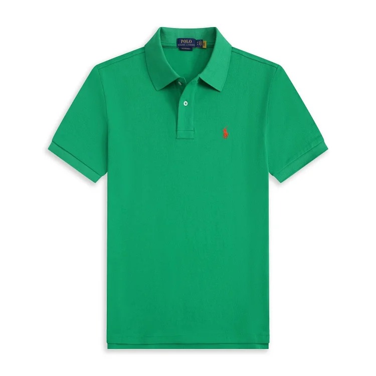 Casual short-sleeved T-shirt with loose embroidered lapel