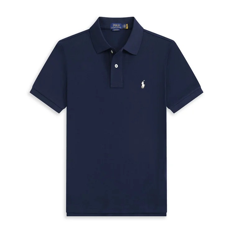 Casual short-sleeved T-shirt with loose embroidered lapel