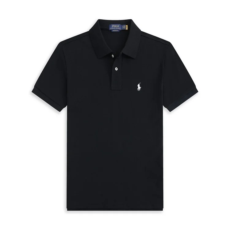 Casual short-sleeved T-shirt with loose embroidered lapel