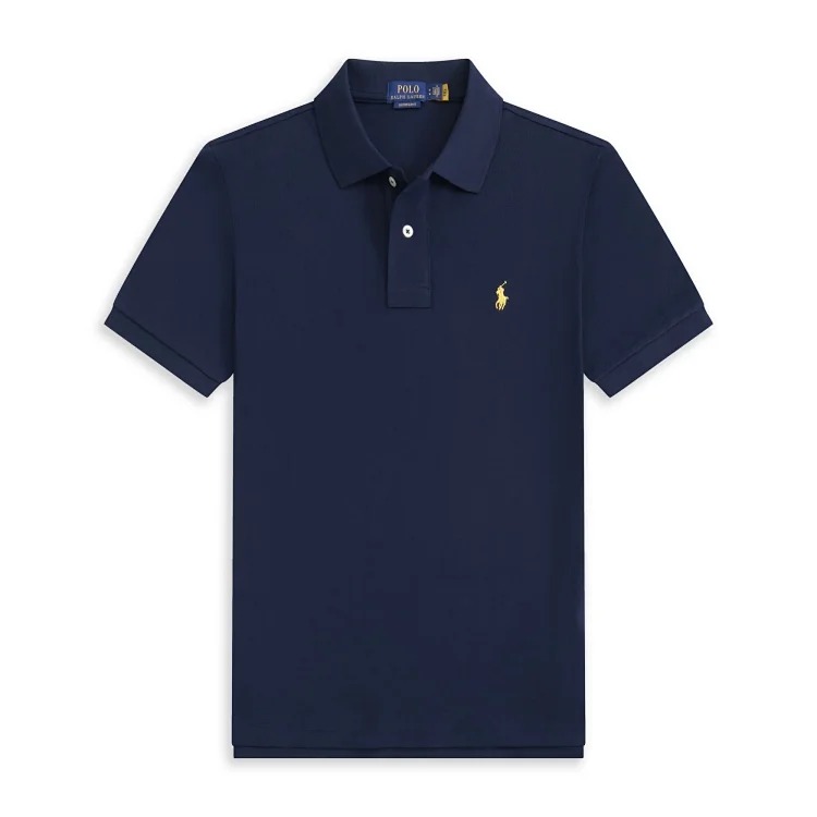 Casual short-sleeved T-shirt with loose embroidered lapel