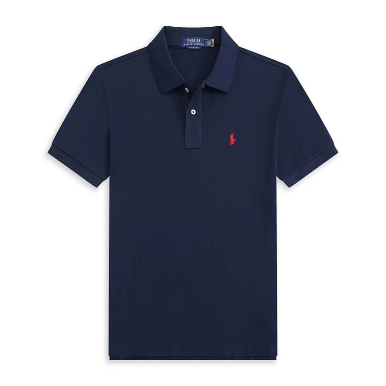 Casual short-sleeved T-shirt with loose embroidered lapel