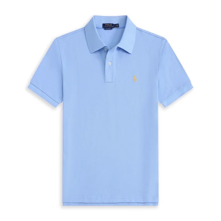 Casual short-sleeved T-shirt with loose embroidered lapel