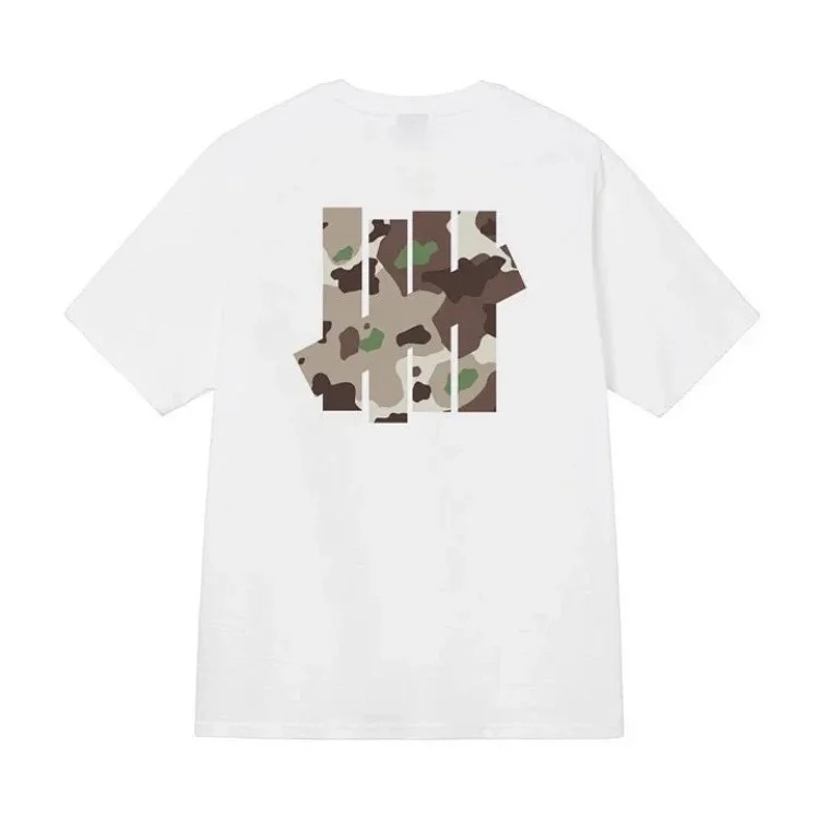 Undefeated Five Stripes Round Neck Short Sleeve UNDEFEATED Inkjet LOGO Printed Loose T-shirt for Men and Women Couples Trendy