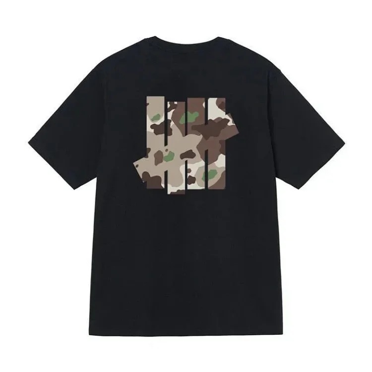 Undefeated Five Stripes Round Neck Short Sleeve UNDEFEATED Inkjet LOGO Printed Loose T-shirt for Men and Women Couples Trendy