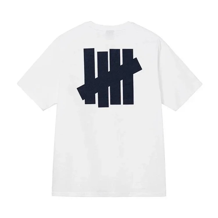 Undefeated Five Stripes Round Neck Short Sleeve UNDEFEATED Inkjet LOGO Printed Loose T-shirt for Men and Women Couples Trendy