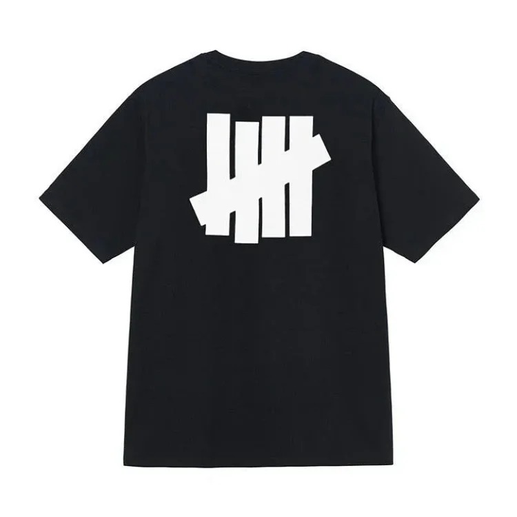 Undefeated Five Stripes Round Neck Short Sleeve UNDEFEATED Inkjet LOGO Printed Loose T-shirt for Men and Women Couples Trendy