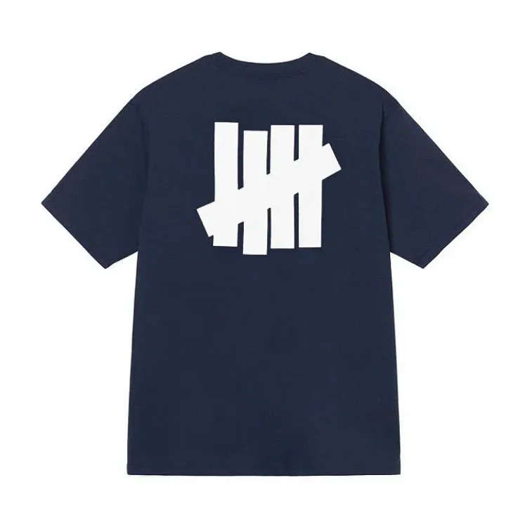 Undefeated Five Stripes Round Neck Short Sleeve UNDEFEATED Inkjet LOGO Printed Loose T-shirt for Men and Women Couples Trendy