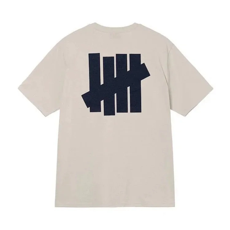 Undefeated Five Stripes Round Neck Short Sleeve UNDEFEATED Inkjet LOGO Printed Loose T-shirt for Men and Women Couples Trendy