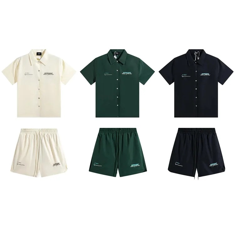 Cross-border supply American niche REPRESENT casual shirt short-sleeved loose shorts trendy brand suit for men