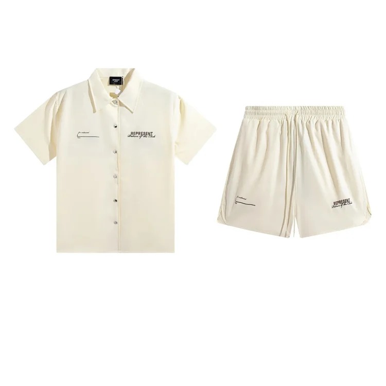 Cross-border supply American niche REPRESENT casual shirt short-sleeved loose shorts trendy brand suit for men