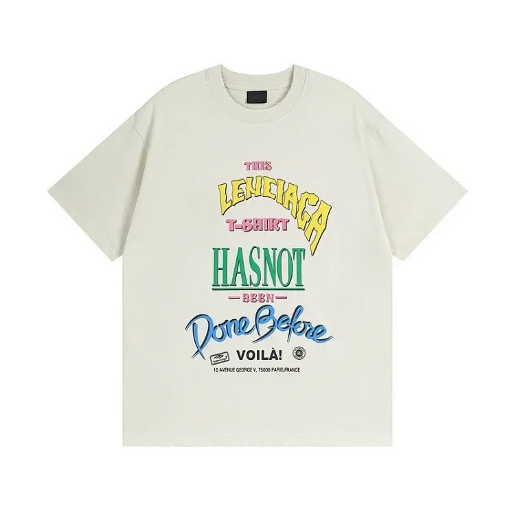 American trendy BALENCI*GA/Paris letter printed round neck short-sleeved T-shirt for men, new handsome and versatile top