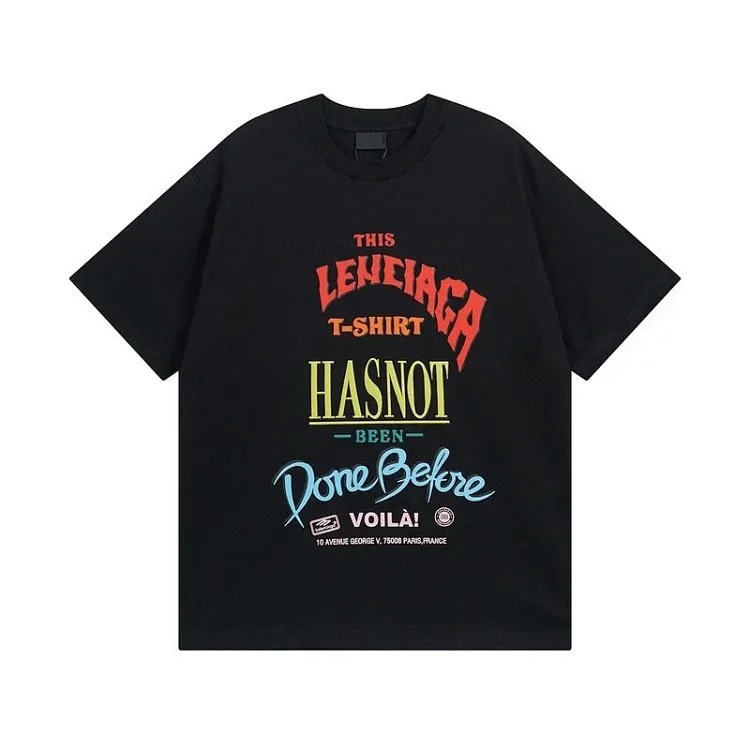 American trendy BALENCI*GA/Paris letter printed round neck short-sleeved T-shirt for men, new handsome and versatile top