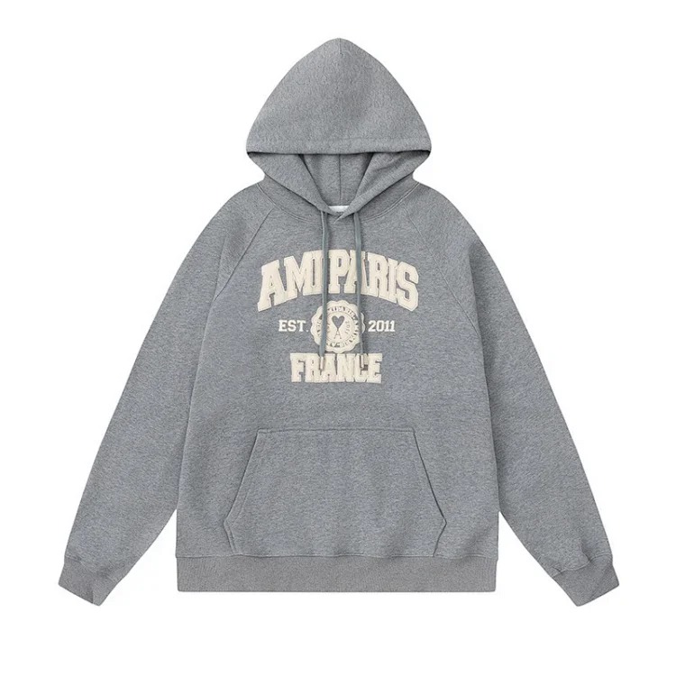 Love R Korean trendy brand Am letter love foam printed hooded sweatshirt for men and women round neck pullover sweatshirt couple loose