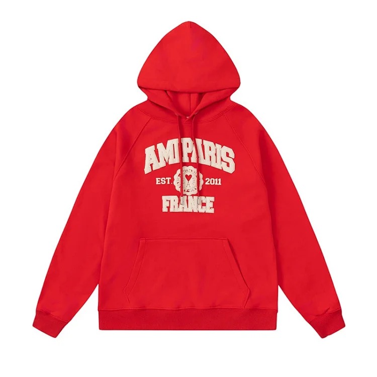 Love R Korean trendy brand Am letter love foam printed hooded sweatshirt for men and women round neck pullover sweatshirt couple loose