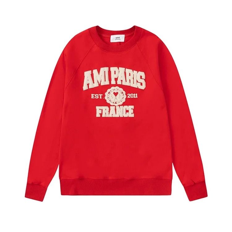 Love R Korean trendy brand Am letter love foam printed hooded sweatshirt for men and women round neck pullover sweatshirt couple loose