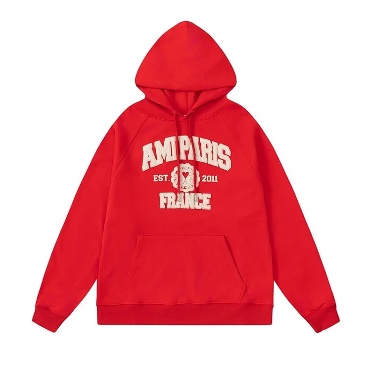 Love R Korean trendy brand Am letter love foam printed hooded sweatshirt for men and women round neck pullover sweatshirt couple loose