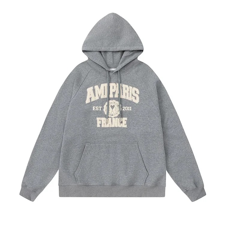 Love R Korean trendy brand Am letter love foam printed hooded sweatshirt for men and women round neck pullover sweatshirt couple loose