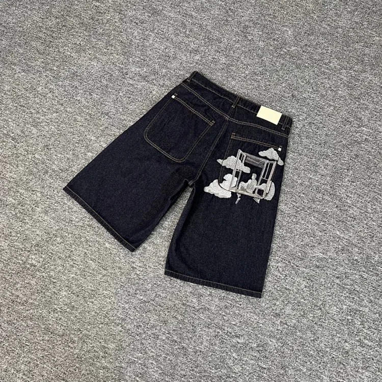 2025 new derschutze blossm European and American niche trendy brand embroidered cherry blossom casual high street jeans