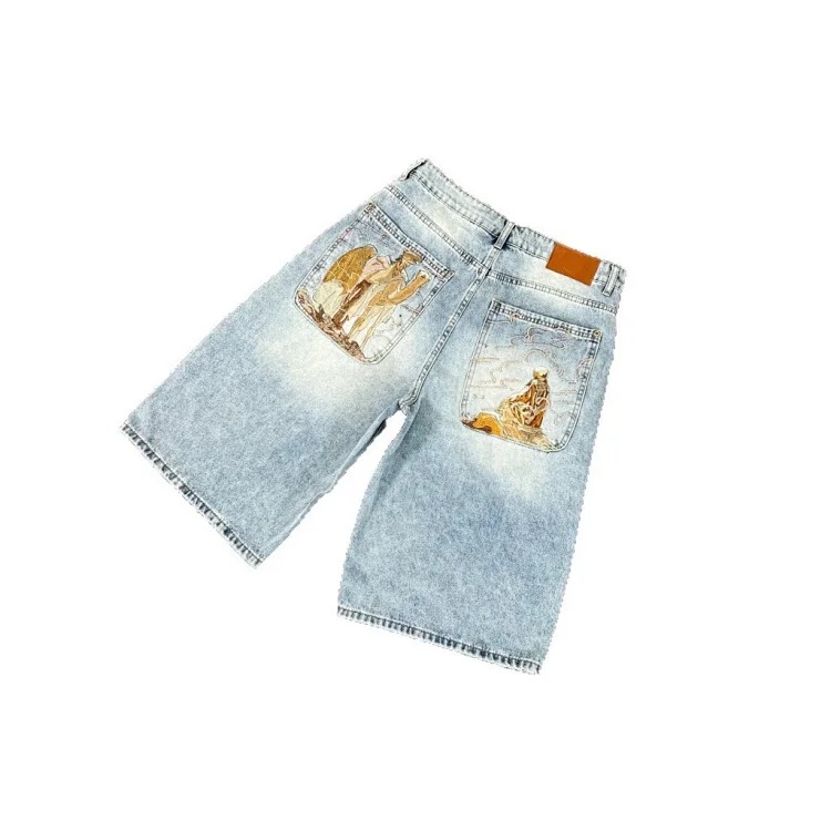 2025 new derschutze blossm European and American niche trendy brand embroidered cherry blossom casual high street jeans