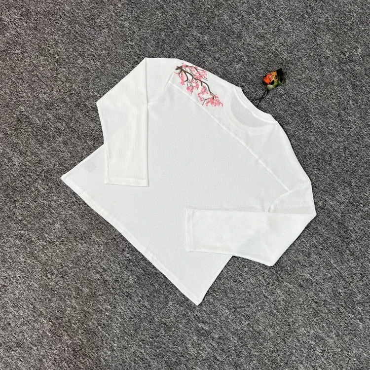 2025 new derschutze blossm European and American niche trendy brand embroidered cherry blossom casual high street jeans