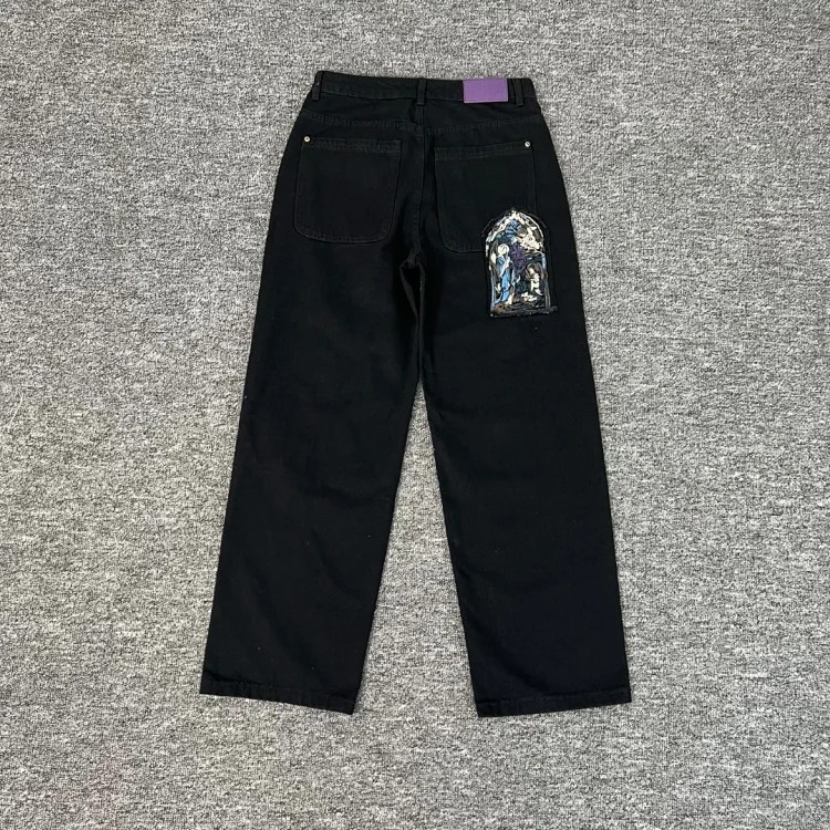 2025 new derschutze blossm European and American niche trendy brand embroidered cherry blossom casual high street jeans