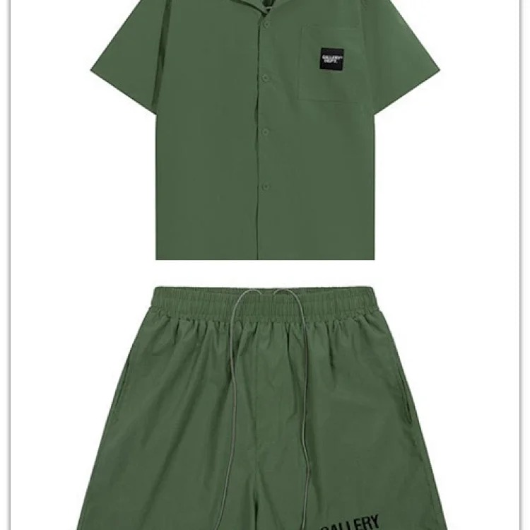 Letter embroidered shirt shorts casual 2-piece set