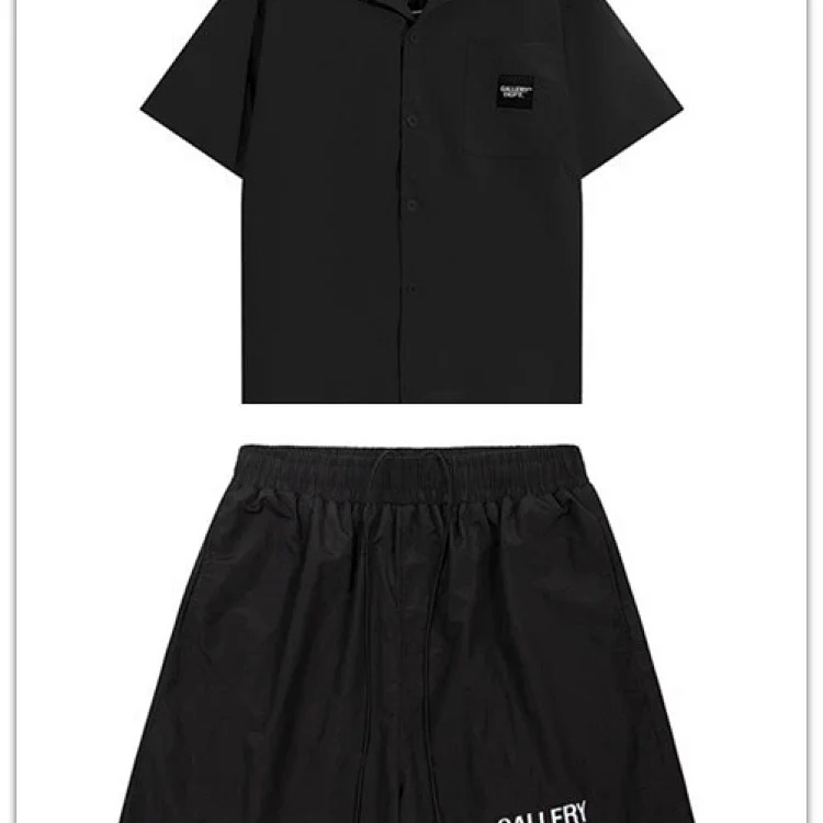Letter embroidered shirt shorts casual 2-piece set