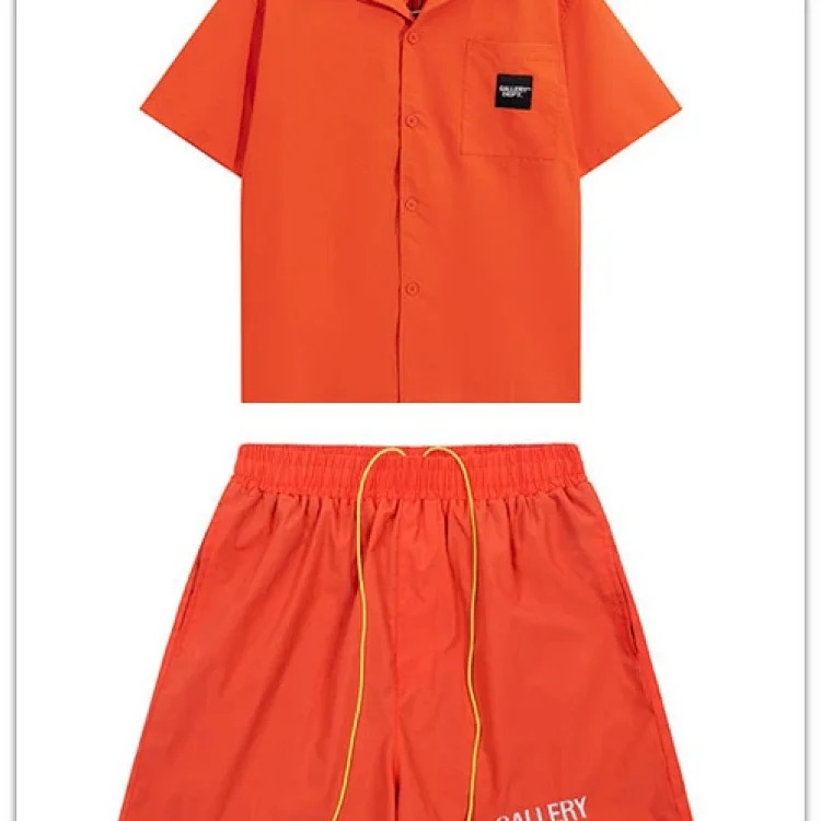 Letter embroidered shirt shorts casual 2-piece set