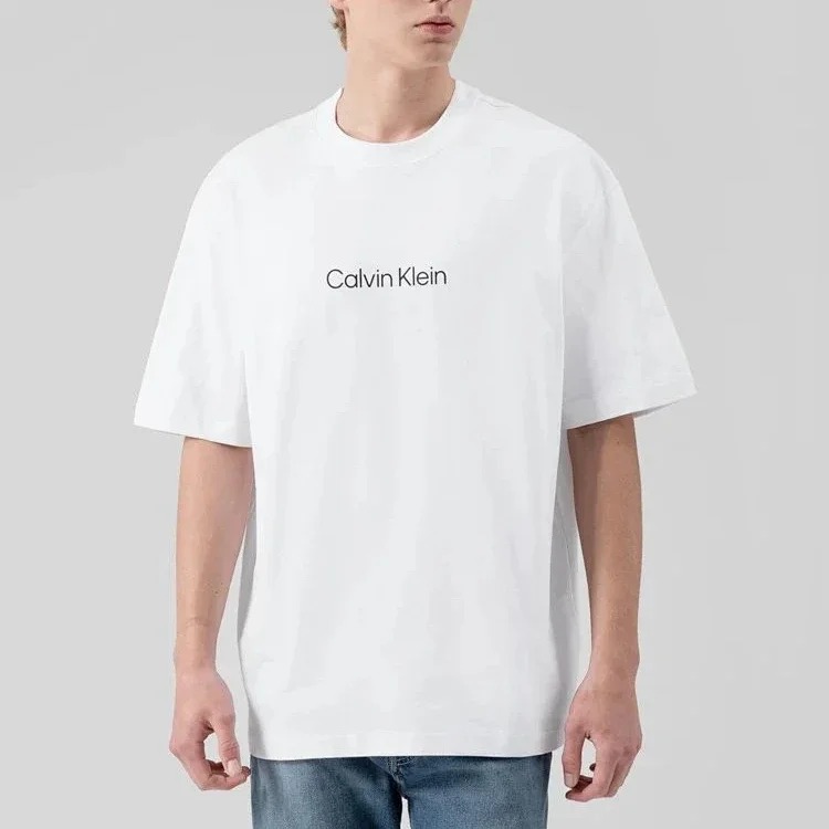 CK light luxury short-sleeved T-shirt for men, classic and simple couple style short-sleeved men's trendy pure cotton loose T-shirt for women