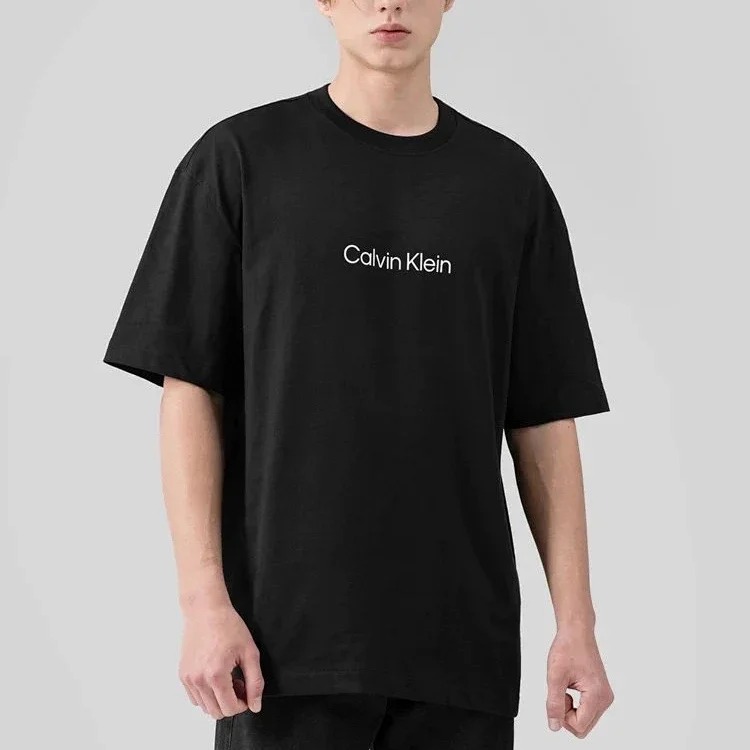 CK light luxury short-sleeved T-shirt for men, classic and simple couple style short-sleeved men's trendy pure cotton loose T-shirt for women