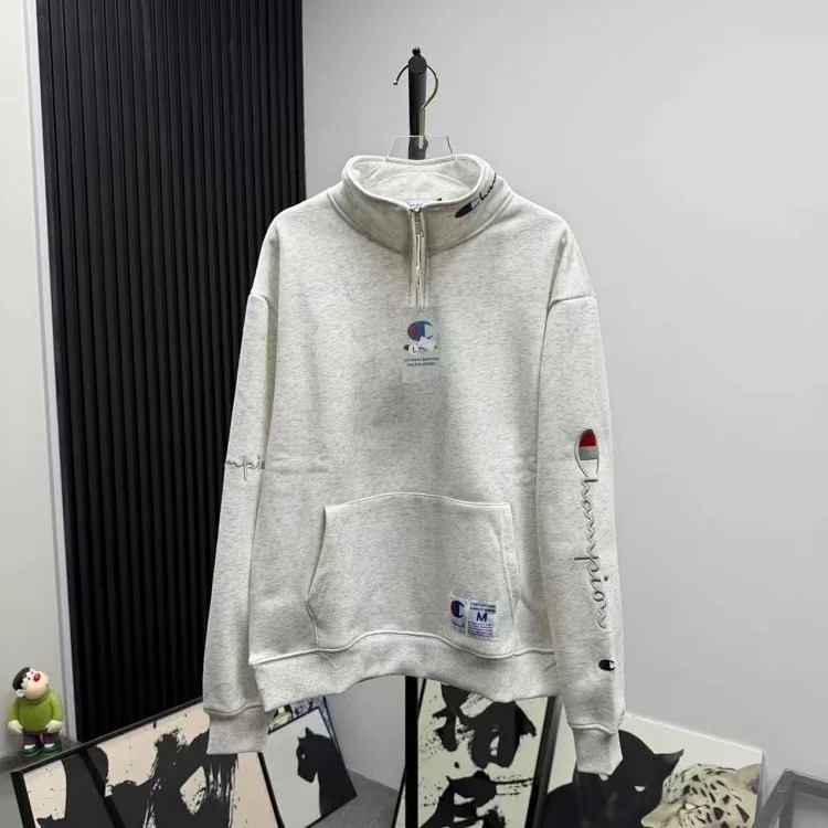Champion velvet sweatshirt, unicorn arm embroidery logo, men's and women's same style, casual long-sleeved pullover, sports top, jacket, trendy brand
