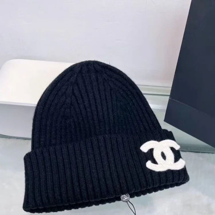 Chanel knitted woolen hat for men and women, light luxury cold hat, Xiaoxiangjia double C hat, CHANEL hat