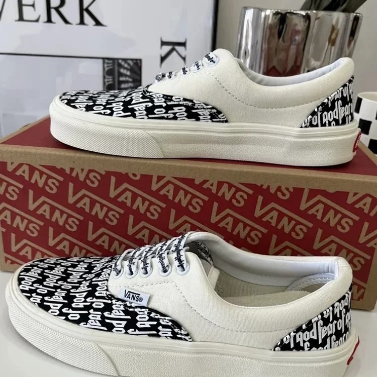 Vans sneakers slip-on low-top shoes Fear of God x Vans Era 95 dx white black fog casual lightweight low-top canvas shoes men and women same style black and white