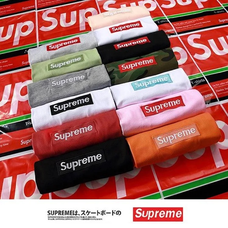 2026ss spring and summer trendy brand new product European and American Superme classic embroidered BOX short-sleeved T-shirt pure cotton men and women couple wear class uniform tops trendy